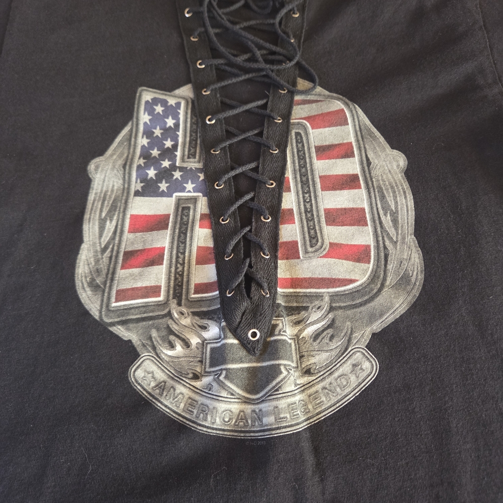 Harley-Davidson Bravado Black Lace-Up Womens Tee - Picture 3 of 8